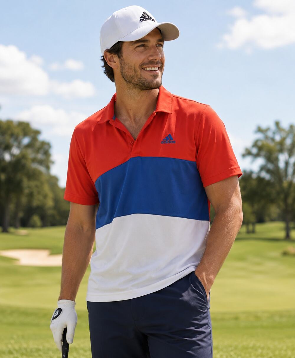 Adidas  Orange and blue  Golf polo